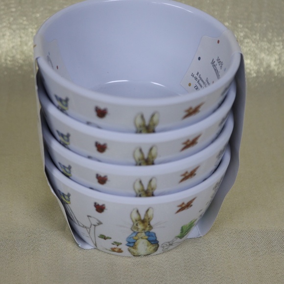 BEATRIX POTTER PETER BUNNY RABBIT EASTER SPRING MELAMINE APPETIZER BOWLS-NEW-S/4 - Picture 2 of 8